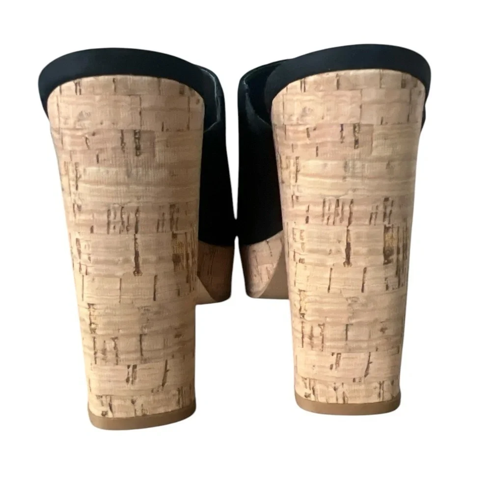 Black and Tan Platform Cork Heel Shoes